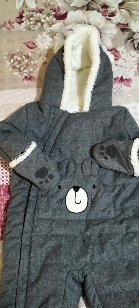 Gri Erkek Bebek Peluş Tulum - Görsel 2