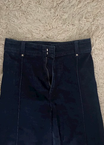 Lacivert Kemerli Rahat Kesim Midi Jean - Görsel 5