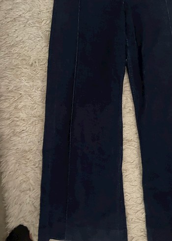 Lacivert Kemerli Rahat Kesim Midi Jean - Görsel 3