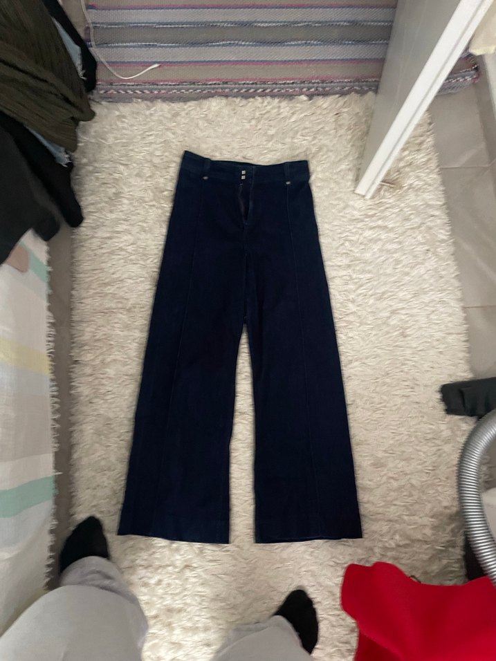 Lacivert Kemerli Rahat Kesim Midi Jean - Görsel 2