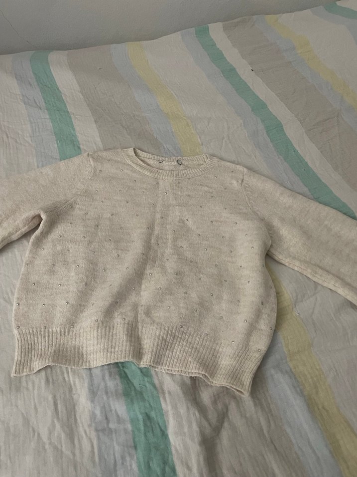 Gri Kadın Triko Bisiklet Yaka Uzun Kollu Kazak - Görsel 3