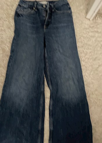 Kadın Geniş Kesim Kürklü Midi Kot Pantolon - Görsel 3