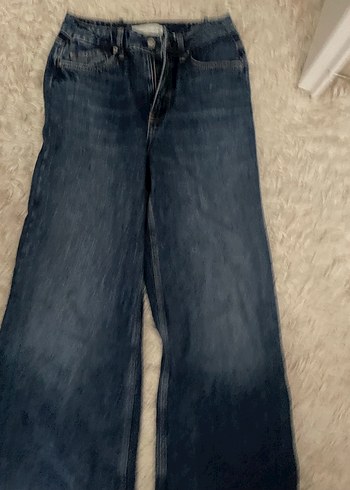 Kadın Geniş Kesim Kürklü Midi Kot Pantolon - Görsel 2