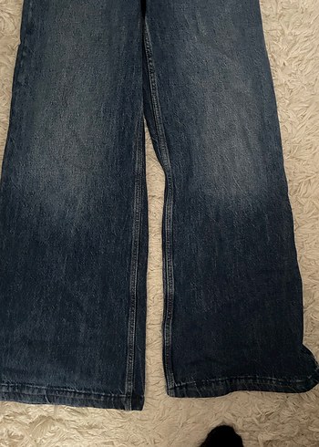 Kadın Geniş Kesim Kürklü Midi Kot Pantolon - Görsel 4