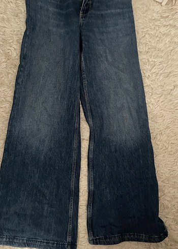 Kadın Geniş Kesim Kürklü Midi Kot Pantolon - Görsel 5