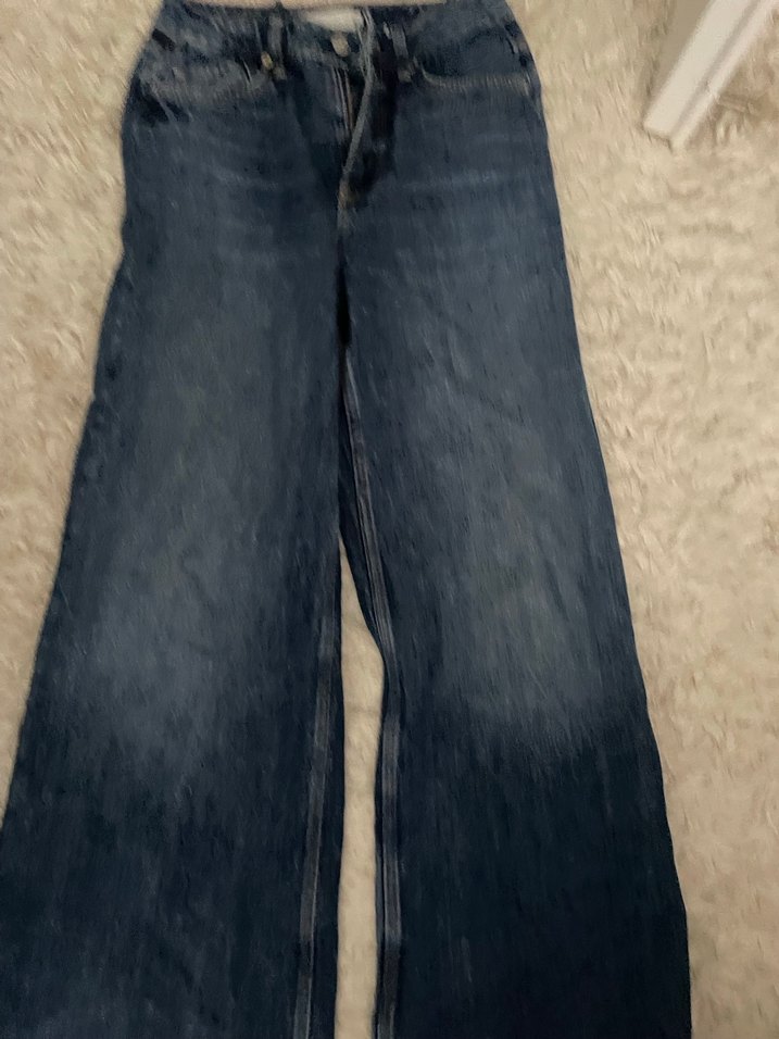 Kadın Geniş Kesim Kürklü Midi Kot Pantolon - Görsel 3