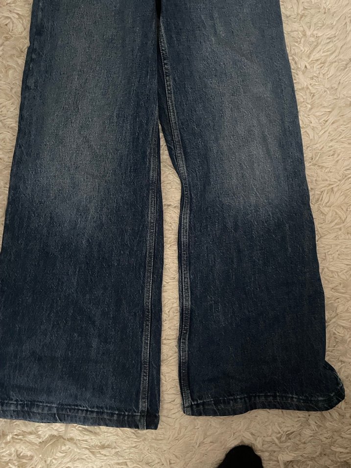 Kadın Geniş Kesim Kürklü Midi Kot Pantolon - Görsel 4