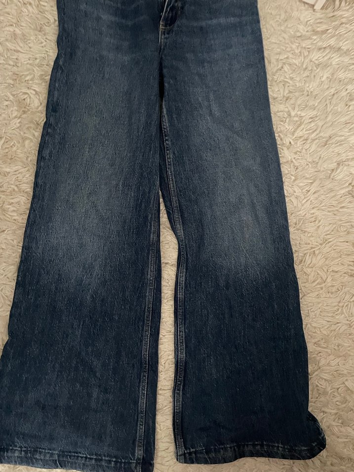 Kadın Geniş Kesim Kürklü Midi Kot Pantolon - Görsel 5