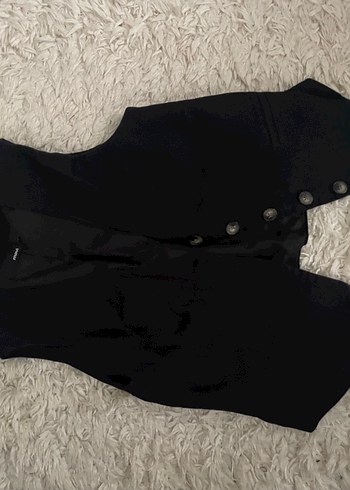 Siyah Kadın Kürklü Midi Yelek - Görsel 3