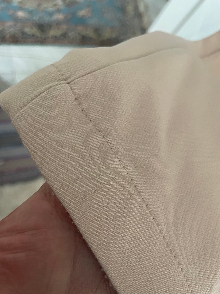 Bej Düğmeli Midi Kadın Kumaş Pantolon - Görsel 3