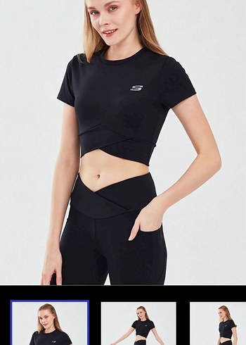 36 Beden siyah Renk Skechers Siyah İspanyol Paça Tayt Spor