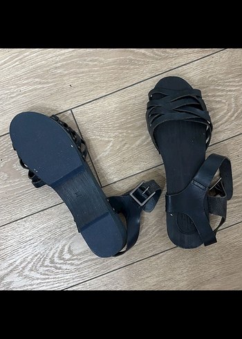 Siyah Tokalı Kadın Blok Topuklu Sandalet - Görsel 5