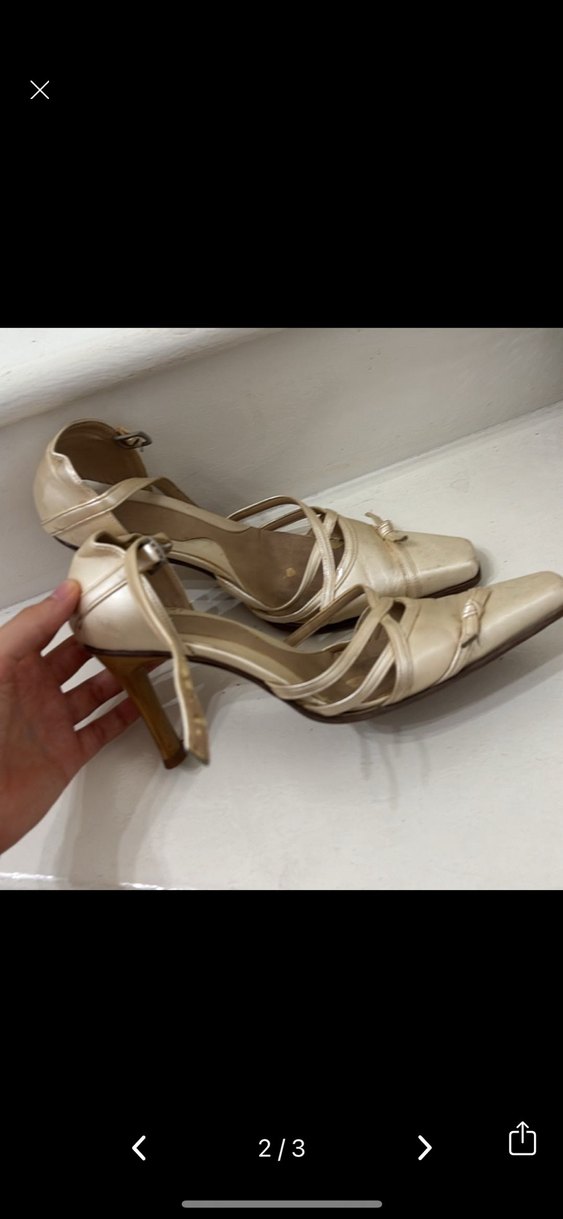 Bej Parlak Tokalı Stiletto Kadın Ayakkabı - Görsel 2