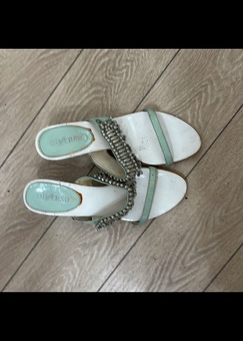 Boncuklu Turkuaz Stiletto Kadın Abiye Ayakkabı - Görsel 4