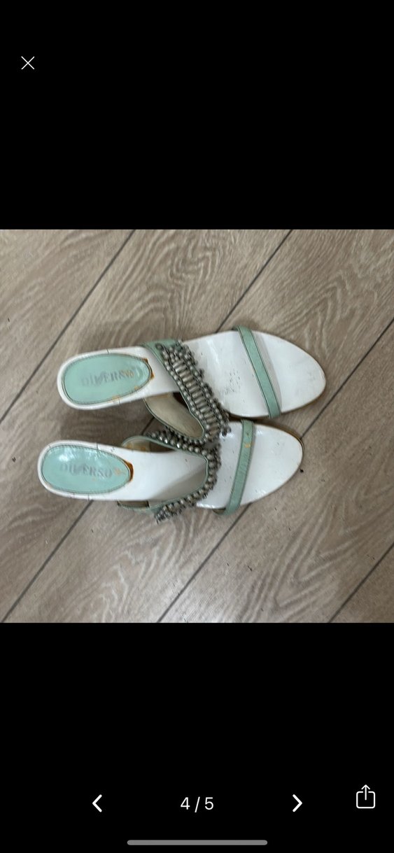 Boncuklu Turkuaz Stiletto Kadın Abiye Ayakkabı - Görsel 4