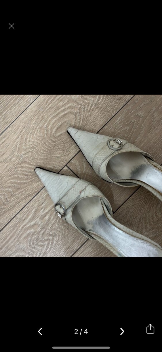 Beyaz Yılan Baskılı Topuklu Terlik - Görsel 2