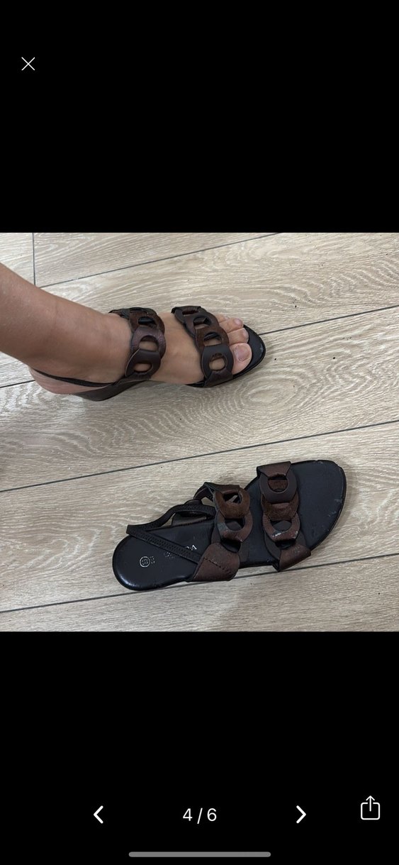 Kahverengi Dolgu Topuklu Kadın Sandalet - Görsel 4