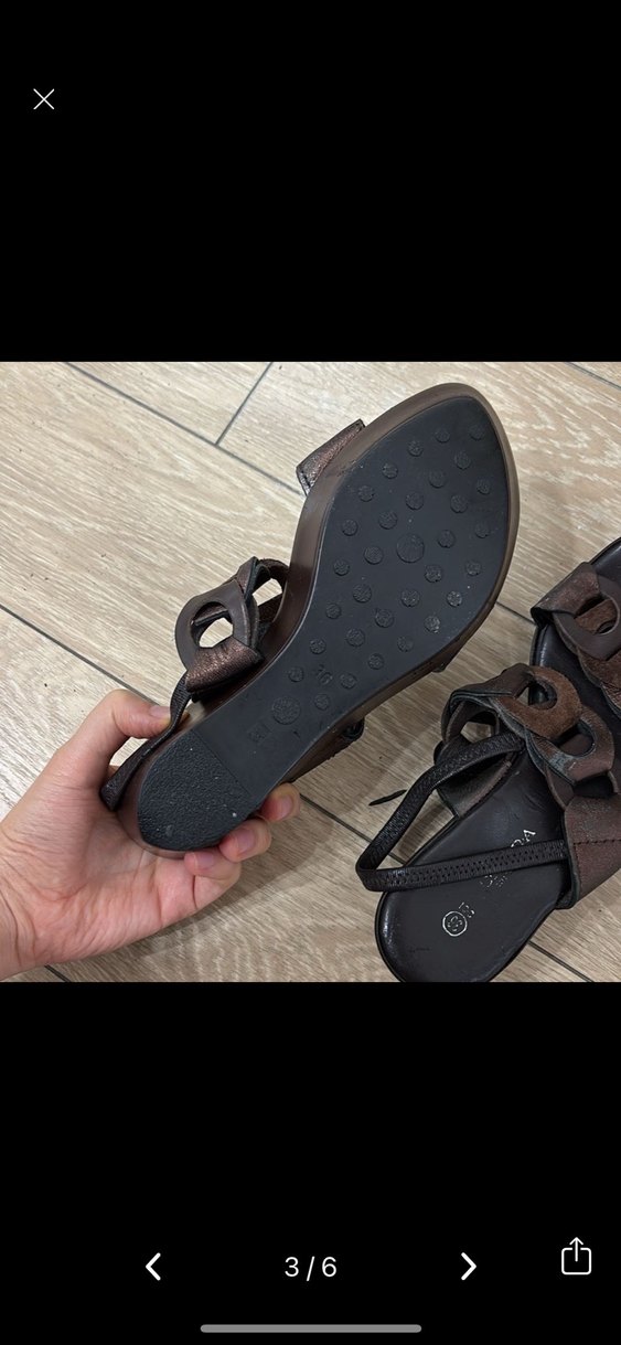 Kahverengi Dolgu Topuklu Kadın Sandalet - Görsel 3