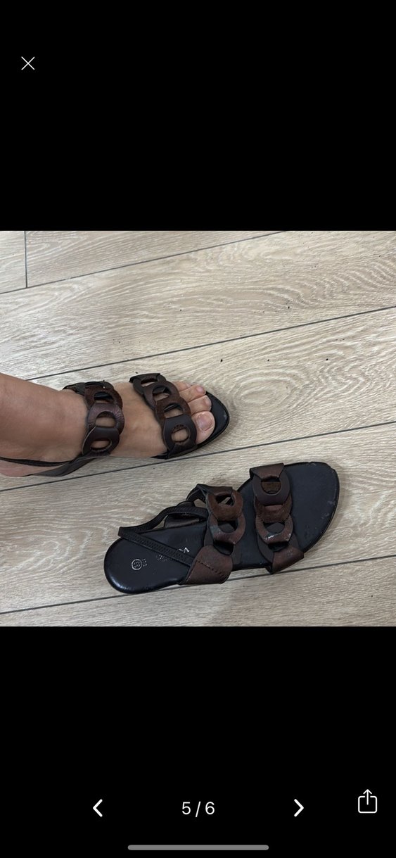 Kahverengi Dolgu Topuklu Kadın Sandalet - Görsel 5