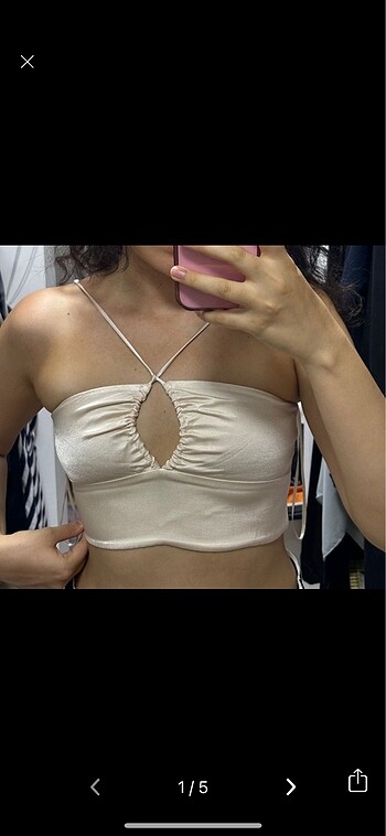 Zara Saten Pembe Crop