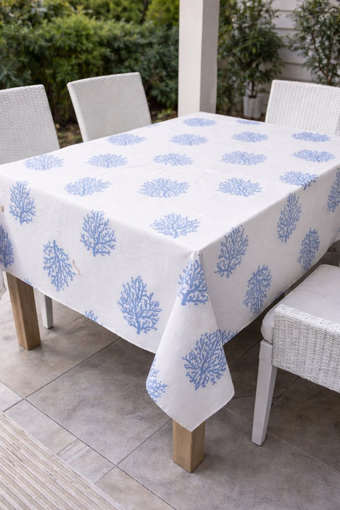 Mavi Baskılı Modern Masa Örtüsü - Görsel 2