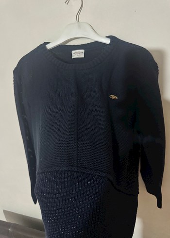 Kadın lacivert Uzun Kollu Örgü Kazak - Görsel 2