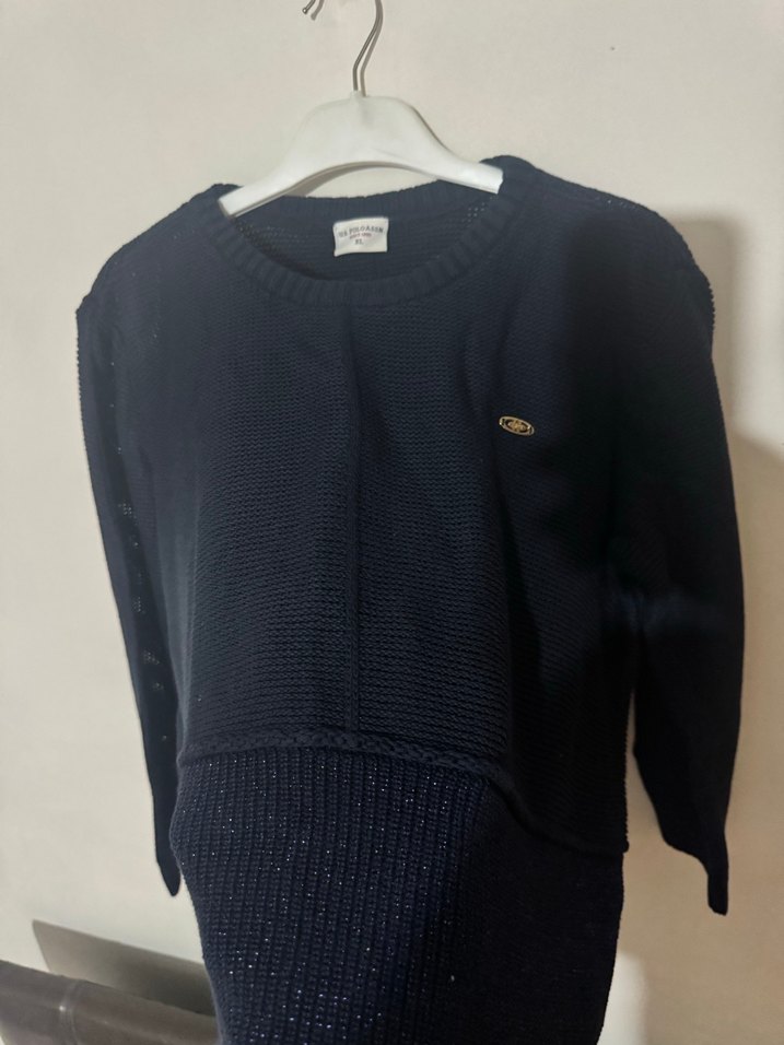 Kadın lacivert Uzun Kollu Örgü Kazak - Görsel 2