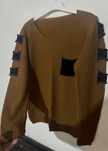 Kahverengi Triko Kadın Kazak - Görsel 4