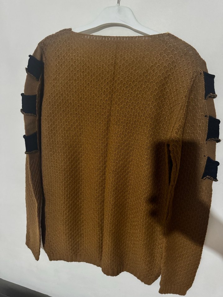 Kahverengi Triko Kadın Kazak - Görsel 5