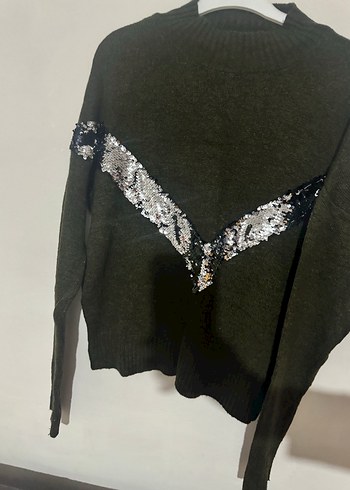 Gri Nakış detaylı Kadın Triko Kazak - Görsel 6