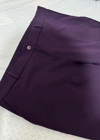 Kadın Mor Kumaş Pantolon - Düzenli Kesim - Görsel 3