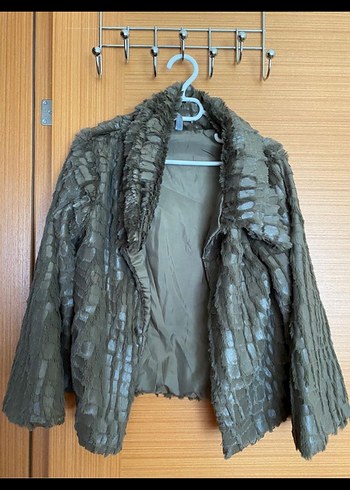 Yılan Desenli haki Kadın Kürk/ceket - Görsel 2