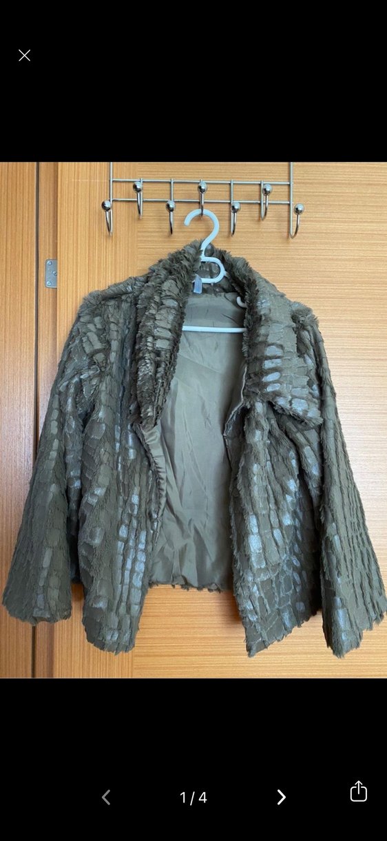 Yılan Desenli haki Kadın Kürk/ceket - Görsel 2