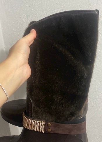 Kahverengi Süet Tokalı Dizüstü Çizme - Görsel 2