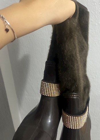 Kahverengi Süet Tokalı Dizüstü Çizme - Görsel 4