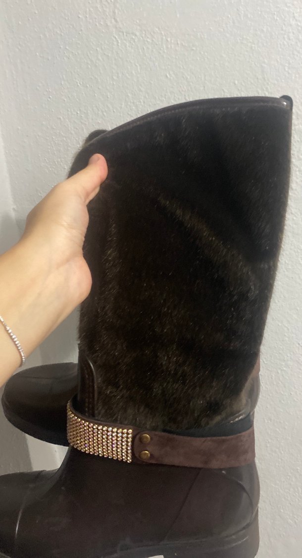 Kahverengi Süet Tokalı Dizüstü Çizme - Görsel 2