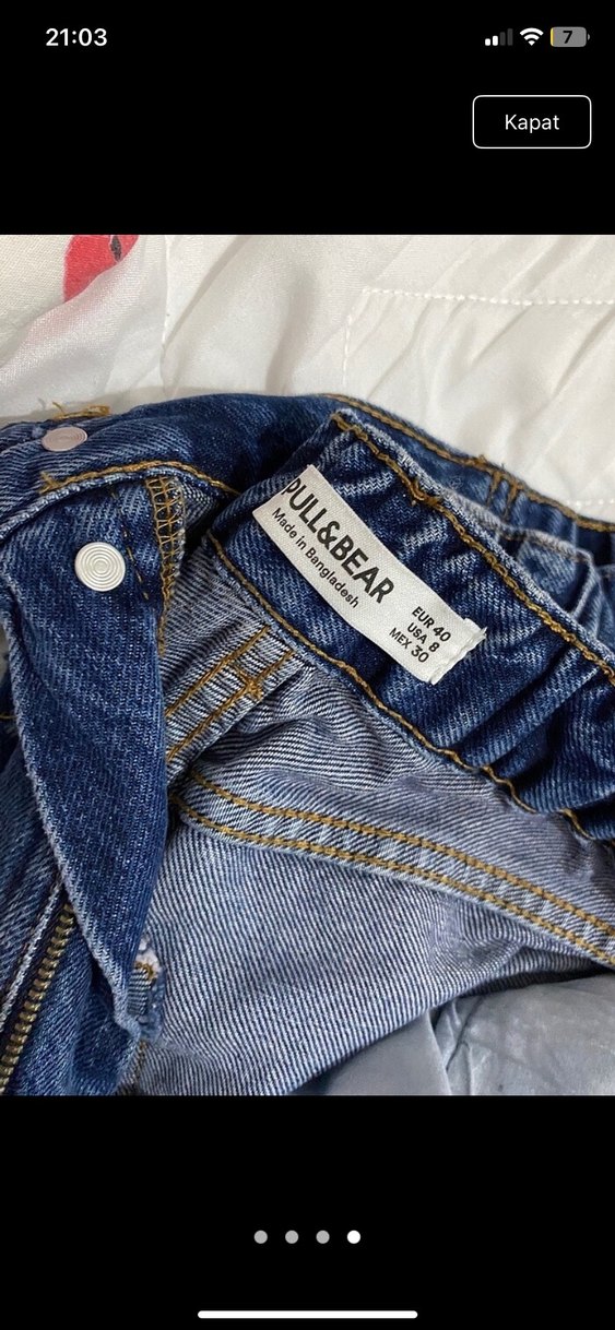 Düğmeli Mavi Denim Kadın Kot Pantolon - Görsel 2
