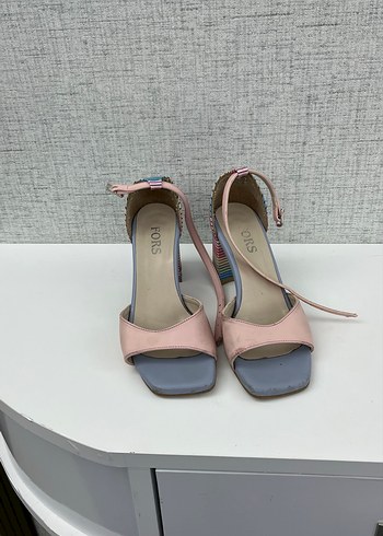 Kadın Çok Renkli Bağcıklı Blok Topuklu Ayakkabı - Görsel 4