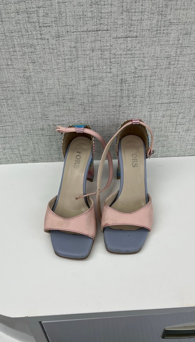 Kadın Çok Renkli Bağcıklı Blok Topuklu Ayakkabı - Görsel 2