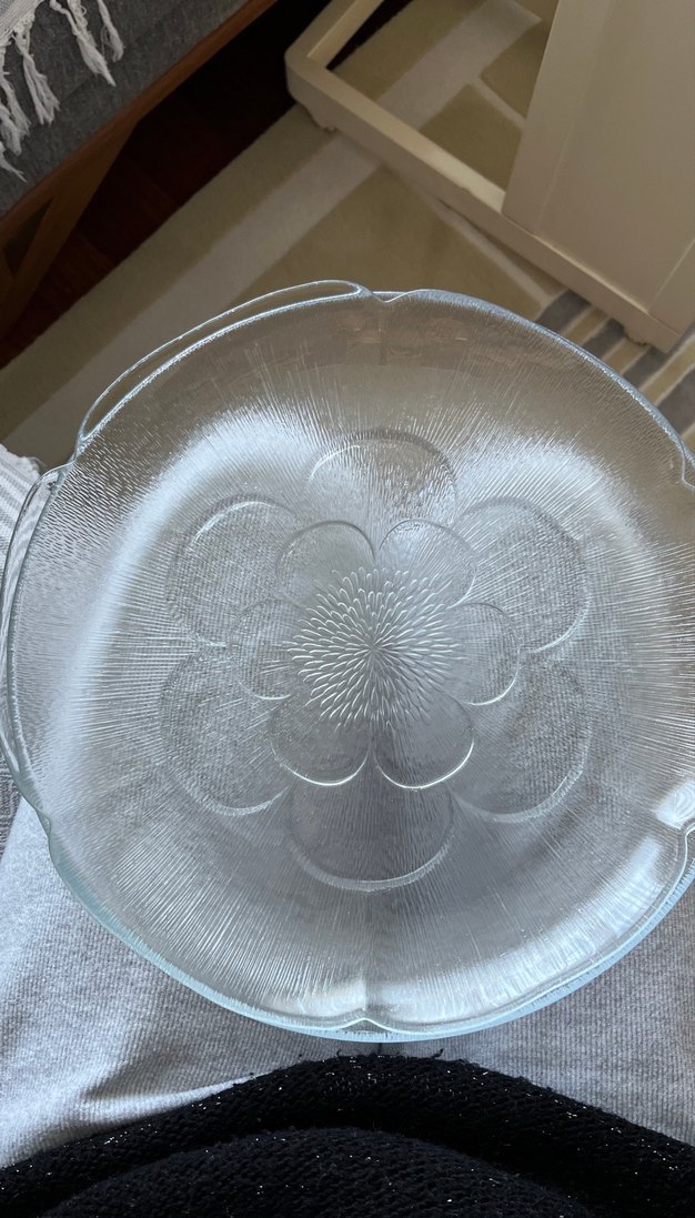 Vintage Çiçek Desenli Cam Tabak - Görsel 2