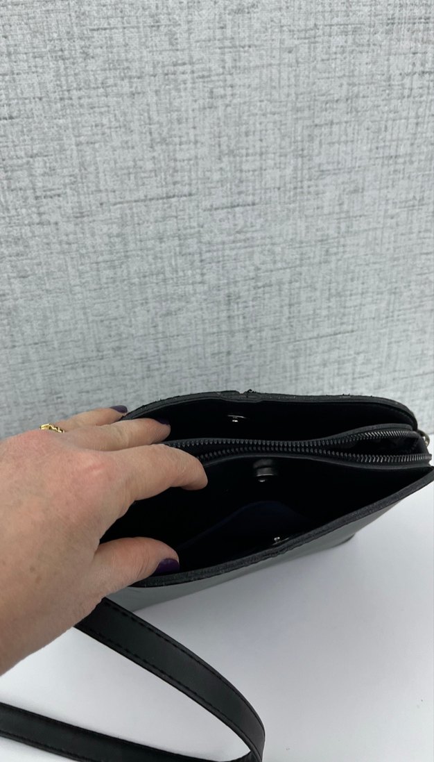 Siyah Süet Kadın Omuz Çantası - Görsel 3