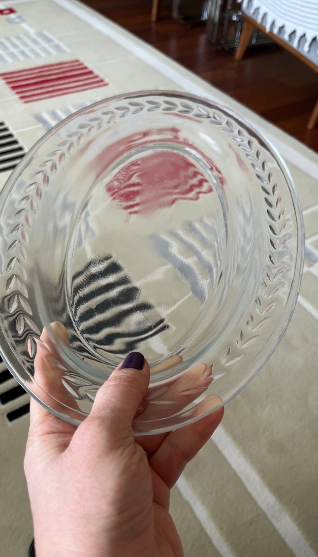 Desenli Kenarlı Şeffaf Oval Tabak - Görsel 2