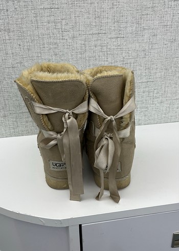 Bej Süet Kadın Bot Kürklü Dolgu Topuk - Görsel 2