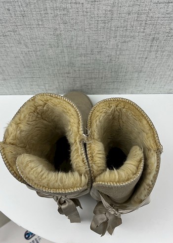 Bej Süet Kadın Bot Kürklü Dolgu Topuk - Görsel 3