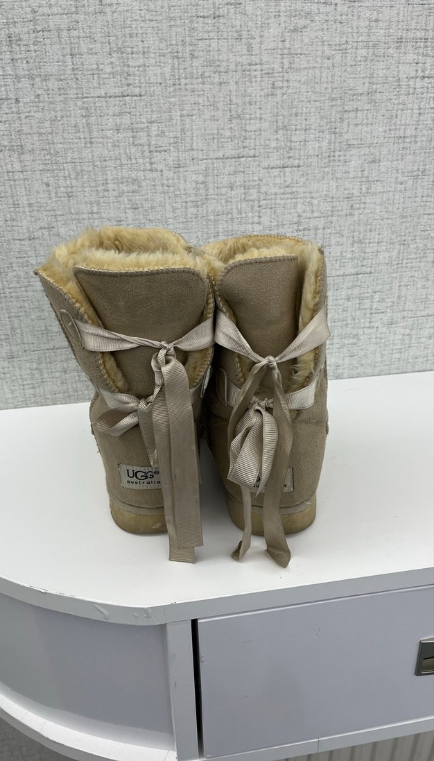 Bej Süet Kadın Bot Kürklü Dolgu Topuk - Görsel 2