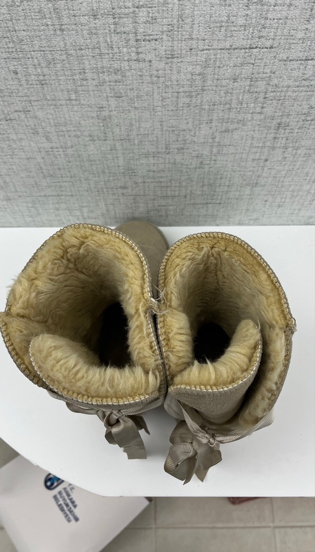 Bej Süet Kadın Bot Kürklü Dolgu Topuk - Görsel 3