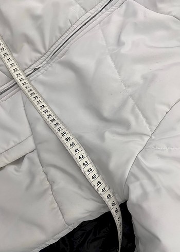 Kadın Beyaz Midi Mont, Fermuarlı, Yüksek Yaka - Görsel 7