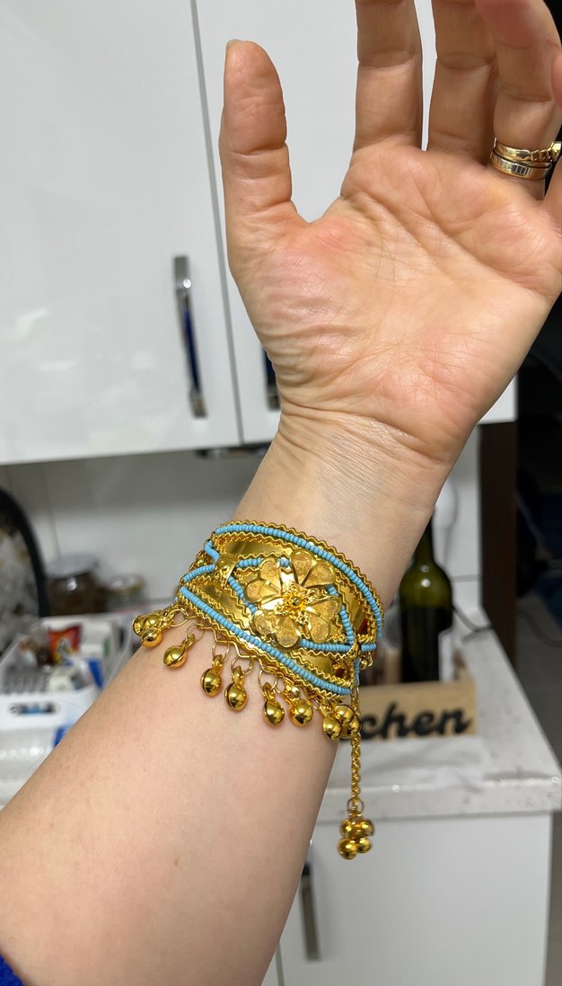 Nakışlı Altın Renkli Boncuklu Kadın Bileklik - Görsel 5