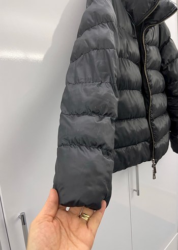 Kadın Siyah Midi Kışlık Şişme Mont - Görsel 2