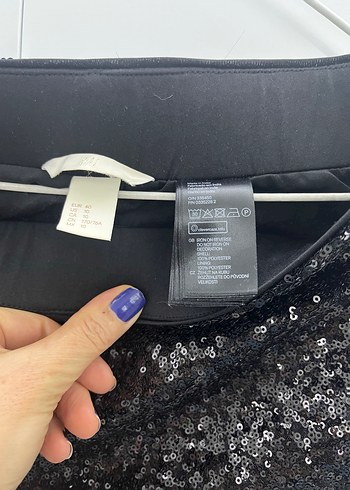 Siyah Payetli Kadın Kumaş Pantolon - Görsel 6